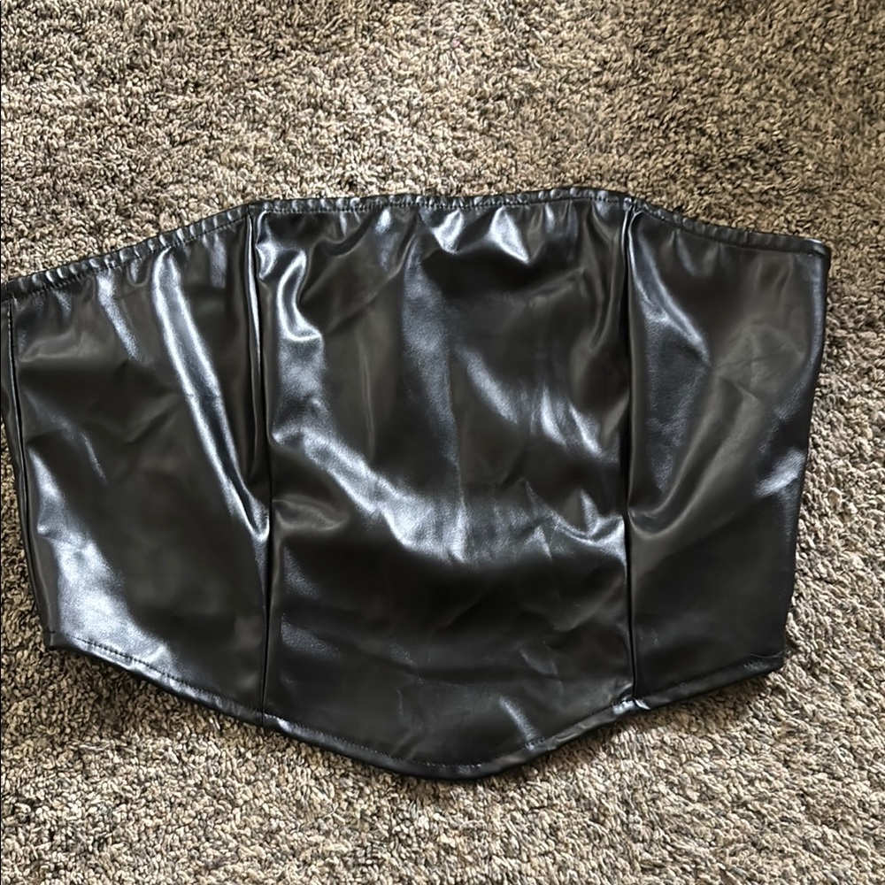 SHEIN Black Faux Leather Crop Top